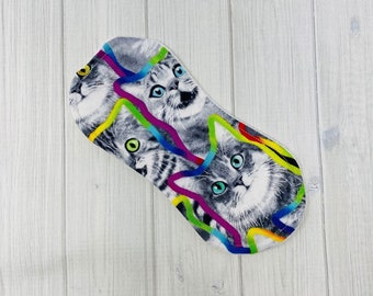 6.25 inch Wingless Liner, Reusable Cloth Pad Liner, Incontinence Panty Liner, Period Pad, Thin Panty Liner, Eco Friendly, Zero Waste, Cats