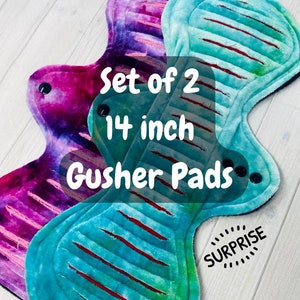 14-Zoll-Super Heavy Overnight Gusher Pads, Stoffpad-Set, Stoffpad-Bundle, wiederverwendbares Pad-Set, waschbares Pad, Überraschungspaket, Überraschungspaket