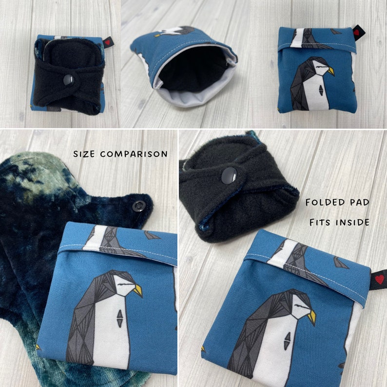 Mini Wet Bag, Cloth Pad Bag, Panty Liner Bag, Sanitary Pad Wrapper, Pad Holder, Small Bag, Waterproof PUL, Penguin Bag, 3 inch bag zdjęcie 8