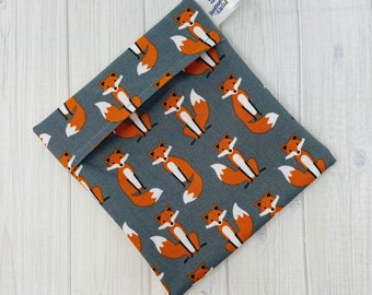 Fox Bag, Mini Wet Bag, Cloth Pad Bag, Panty Liner Bag, Sanitary Pad Wrapper, Pad Holder, Small Bag, Waterproof PUL, Foxes, 5 inch bag