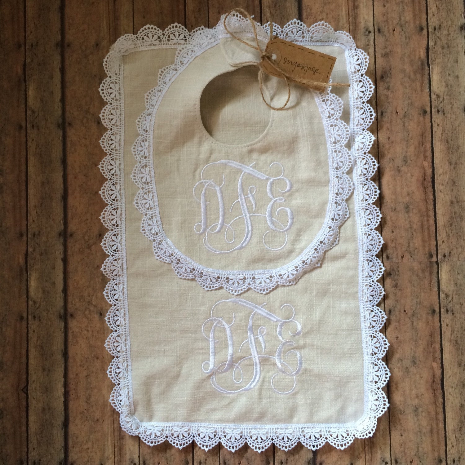 The Blakelynn Linen Heirloom Bib and Burp Cloth /linen bib / Etsy