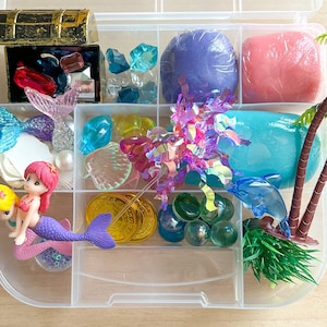 Mermaid play dough kit, playdoh kit, playdough kit, sensory kit, sensory bin, mermaids, kids gift, craft kit, treasure chest, treasure box