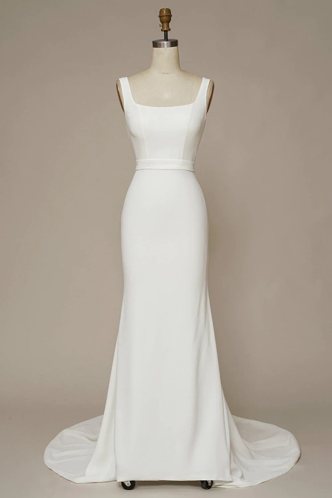 Square Neck Simple Mermaid prom Wedding Dress Backless Bridal Gown cg5187 main image 1