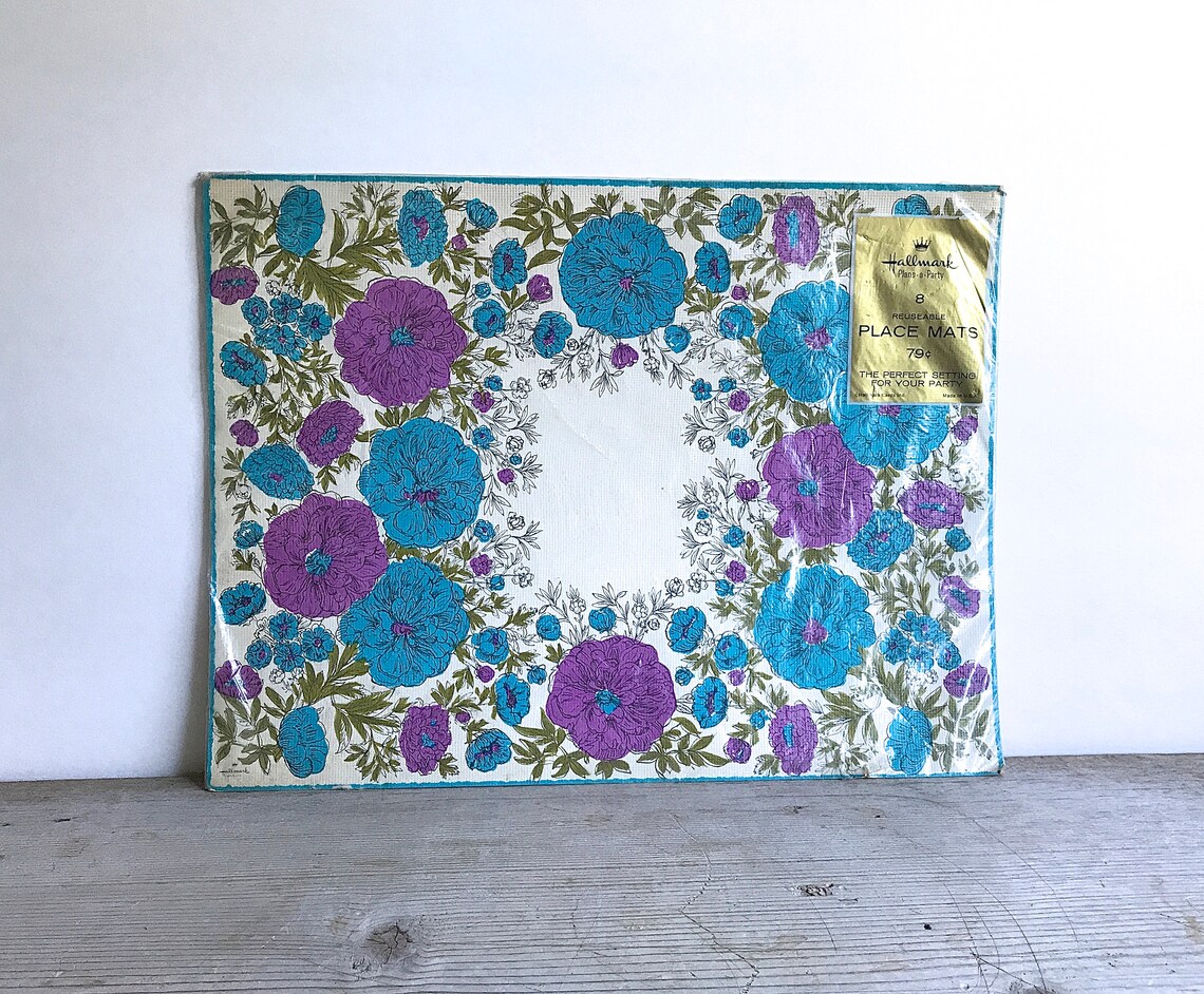 Vintage Hallmark Place Mats Reusable paper Mats Set of 8 Etsy