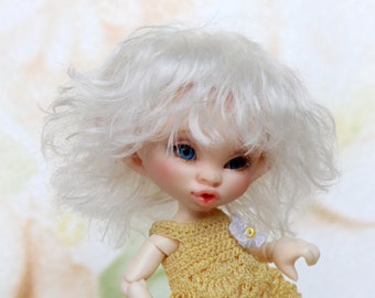 Realpuki Wig "Dandelion" /  Wig for Realpuki / Mohair Realpuki wig / Wig size 3.5 inch / BJD 1/12 wig / White Realpuki wig