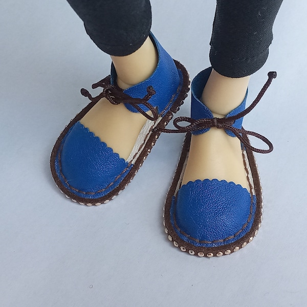 Minifee leather Sandals "Bright Blue" / MSD shoes / Minifee shoes / Minifee footgear / BJD 1/4 shoes / MSD leather shoes