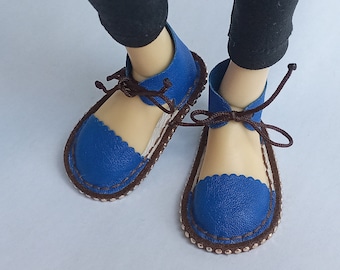 Sandały skórzane Minifee "Bright Blue" / Buty MSD / Buty Minifee / Obuwie Minifee / Buty BJD 1/4 / Buty skórzane MSD