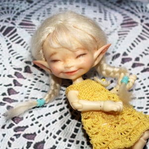PREORDER! Realpuki Wig &quot;Snow white braids&quot; / Wig for Realpuki / Mohair Realpuki wig / Wig 3.5 inch / BJD 1/12 wig / White Realpuki wig