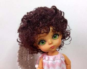 Curly Lati Yellow Pukifee Wig "Wine brown" / faux fur Wig / Wig 5.5 Inch / 1:8 BJD Mohair Wig / PukiFee Wig / Aquarius Wig / BJD Mohair Wig