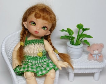 Peruka z moherowych warkoczyków dla lalki BJD Pukipuki Lati w kolorze białym, 3,8 cala