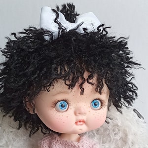 New! Qbaby long curly wig &quot;Intense Black&quot; / synthetic curls wig 10 in / Qbaby wig / 10 inches wig