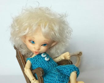 Peruka Realpuki "Sunny Blond" / Peruka do Realpuki / Moherowa peruka Realpuki / Rozmiar peruki 3,5 cala / Peruka BJD 1/12 / Biała peruka Realpuki