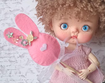 Topper na Wielkanocnego Króliczka "Różowy Króliczek" / Lalki BJD Zabawka Wielkanocna / Koralikowe Jajko Wielkanocnego Króliczka / Dekoracja Wielkanocna / Miniaturowe zabawki BJD