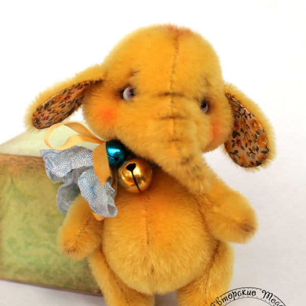 PDF Pattern - New! - Mini elephant Yellow - Artist Teddy Bear - teddy bear sewing pattern - Teddy Elephant