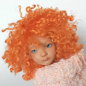 Irrealdoll Enoki Annic long curls faux fur wig &quot;Red Titian&quot; / Wig for Irrealdoll Enoki Annic specially / Wig 4.3 inch