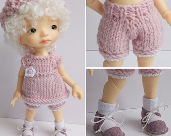 Knitted outfit "Pink & Gently Lilac" with shoes for Irrealdoll specifically, Irrealdoll dress and shoes set, sock as a gift