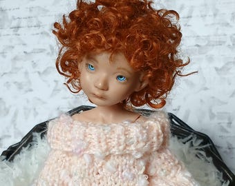 Peruka z imitacji futra Irrealdoll Enoki Annic z dużymi lokami "Red chestnut" / Peruka specjalnie dla Irrealdoll Enoki Annic / Peruka 4,3 cala