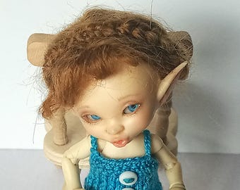 Peruka Realpuki „Wianek warkoczowy” / Peruka do Realpuki / Peruka Realpuki z moheru / Rozmiar peruki 3,5 cala / Peruka BJD 1/12 / Naturalna blond peruka Realpuki