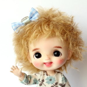 Vorbestellen! OB11 Perücke &quot;Golden Blond&quot; / Perücke 1:8 BJD Mohair Perücke / Mohair Perücke für BJD OB11 / individuelle OB11 kurze lockige Mohair Perücke