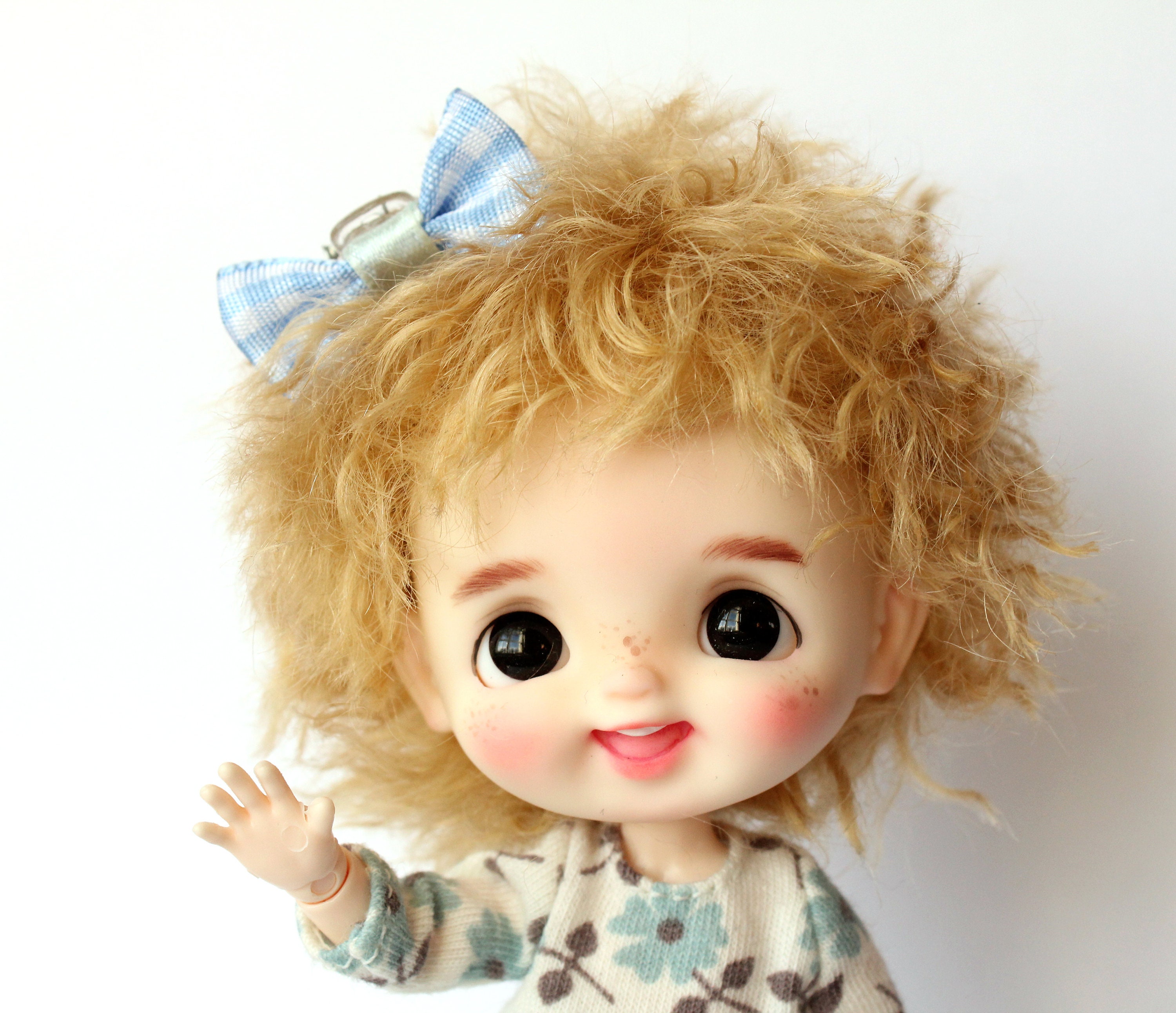 Preorder! OB11 Wig "Golden blond" / Wig 5.5 Inch / 1:8 BJD Mohair Wig / Mohair wig for BJD OB11 / custom OB11 short curly mohair wig