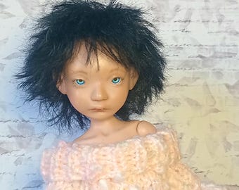 Peruka Irrealdoll Enoki „Intensywna czerń” / Peruka moherowa specjalnie dla Irrealdoll Enoki / Peruka Enoki / Peruka 4,3 cala