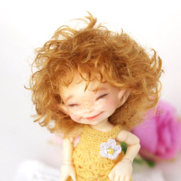 PREORDER! Realpuki Wig "Honey Ginger" /  Wig for Realpuki / Mohair Realpuki wig / Wig size 3.5 inch / BJD 1/12 wig / Ginger Realpuki wig
