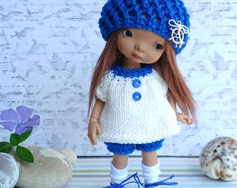 Dzianinowy strój "Morska przygoda" z butami rozmiar Irrealdoll, zestaw sukienka i buty Irrealdoll, ubrania irrealdoll, skarpetki jako prezent