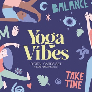 Yoga Vibes. Printable cards set