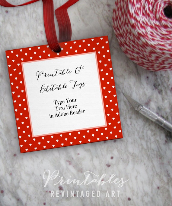 printable valentine tag red