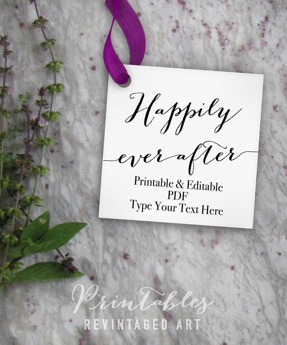 Happily Ever After Tags Printable // Wedding Gift Tag Template Etsy
