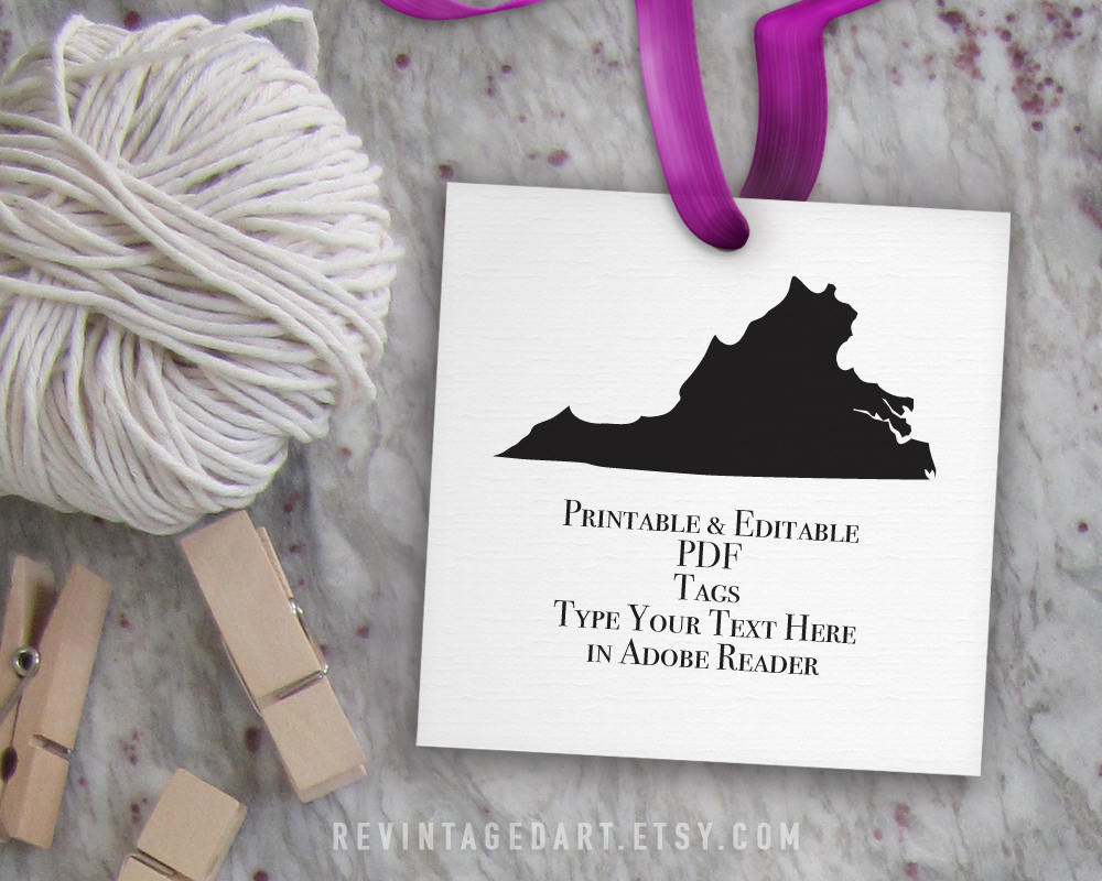 Virginia Tags // Editable Printable Virginia Tag // Wedding Etsy