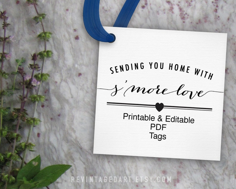 Sending You Home with S'more Love Tags Printable Editable Etsy