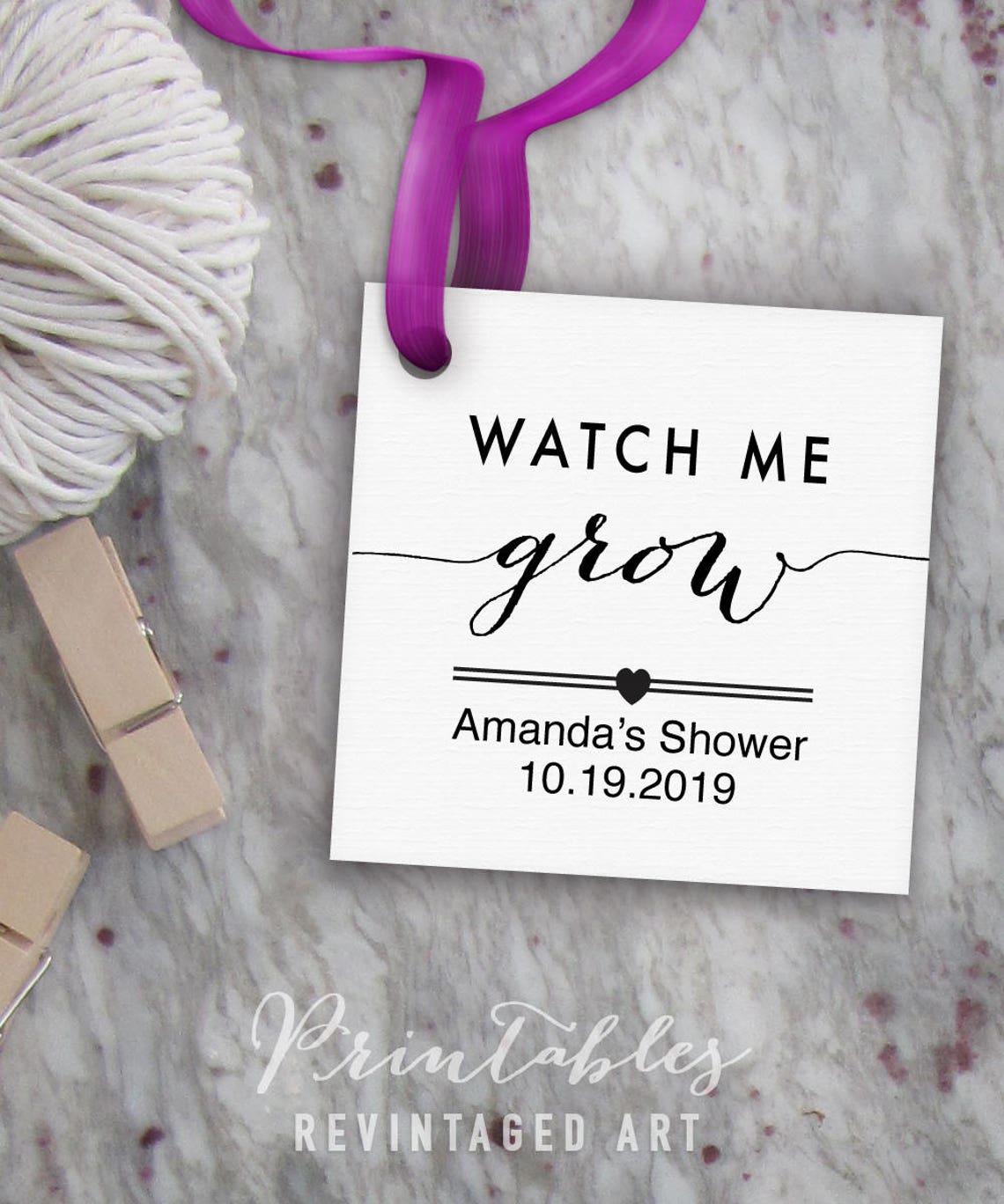 Watch Me Grow Tags Printable Editable Favor Tag // Baby | Etsy