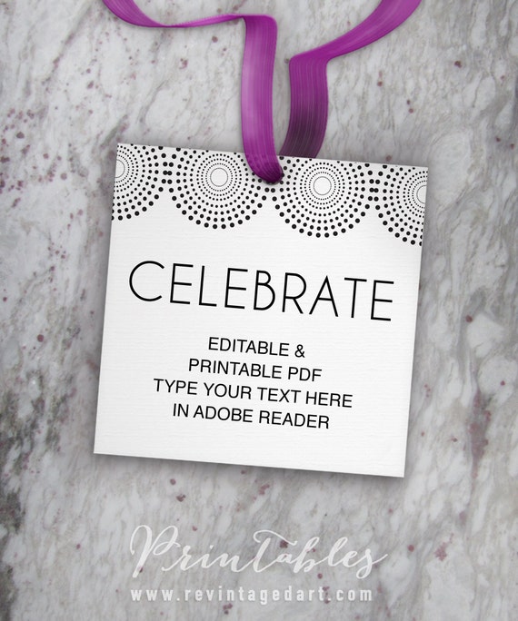 Favor Tag Printable Template Celebrate Tags // Wedding Tags - Etsy Hong ...