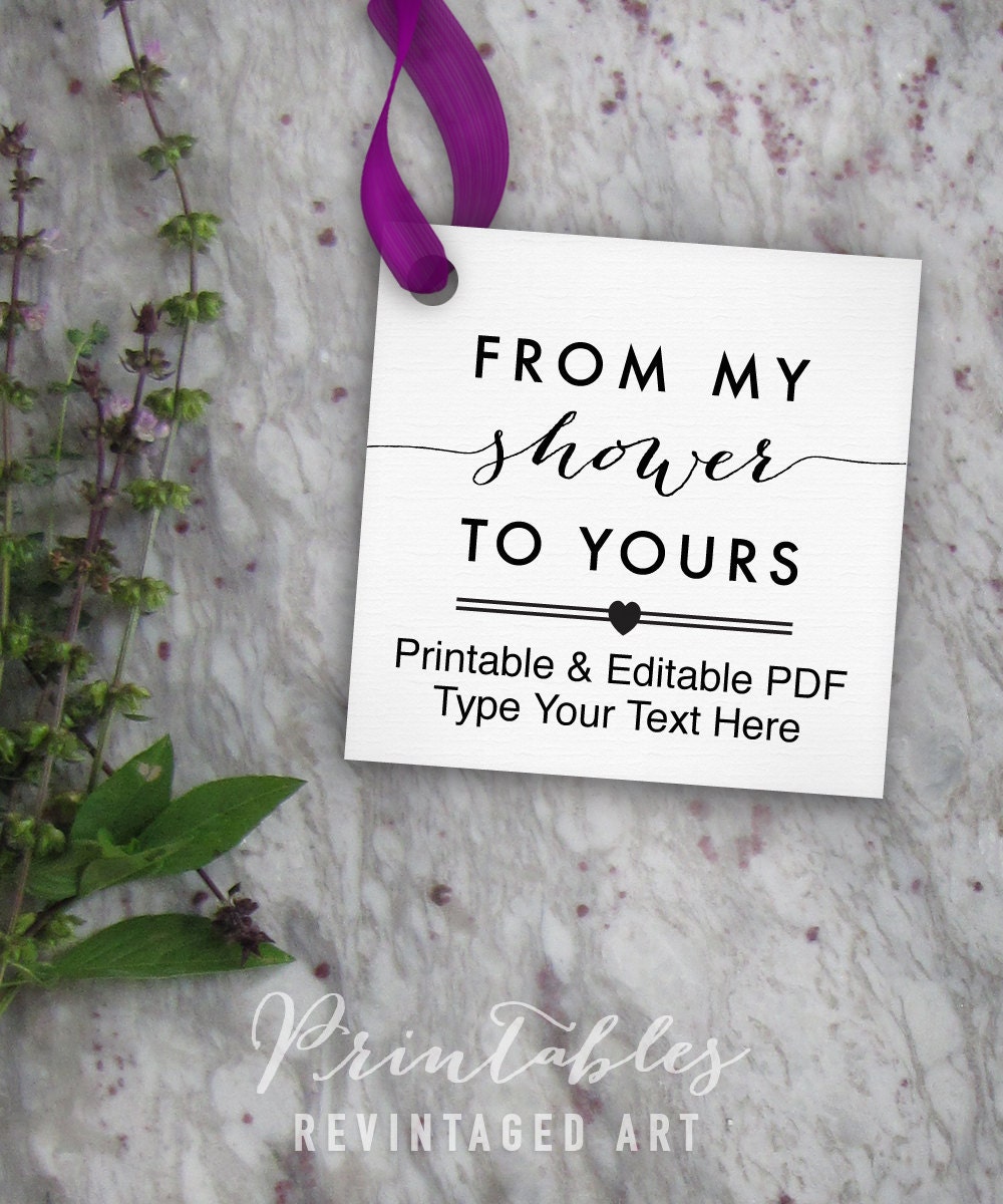 From My Shower to Yours Tags Printable Editable Favor Tag // | Etsy