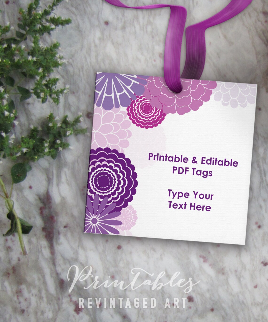 Printable Purple Tags Floral Tags to Use for Bridal Shower | Etsy