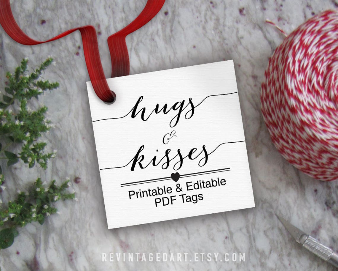 Hugs and Kisses Tag // Printable Hershey's Kiss Gift Tag Etsy