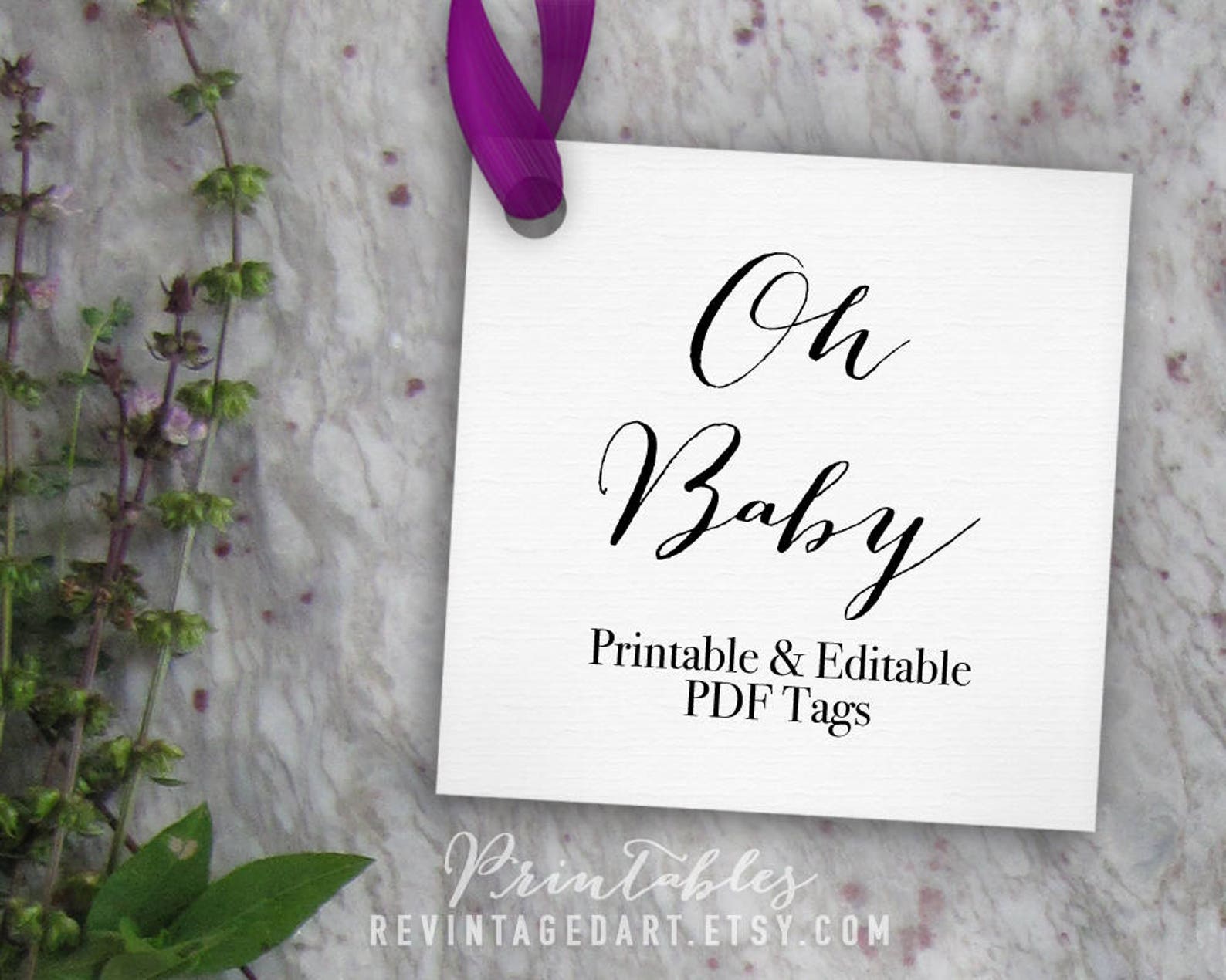 Oh Baby Tags Printable Editable Favor Tag // Printable Baby - Etsy