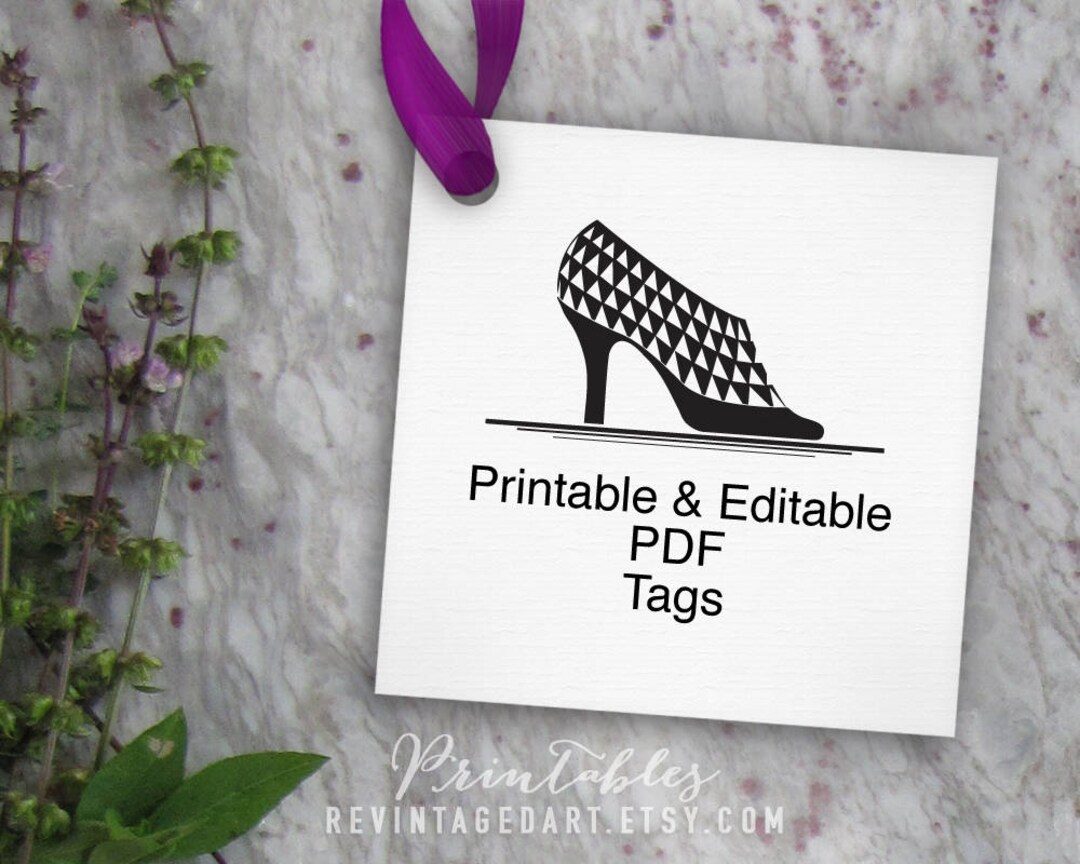 High Heel Shoe Tags Printable Editable Tag Template // Bridal Etsy