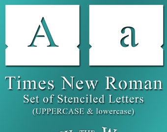 Times New Roman Stencil Font – lowercase and UPPERCASE Lettering Alphabet Typography #098