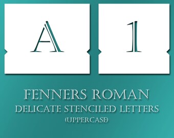 Stenciled Letters - Delicate Font Fenners UPPERCASE Alphabet Typography #071