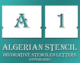 Algerian Stencil Font – Decorative UPPERCASE Letters Alphabet Typography  #072