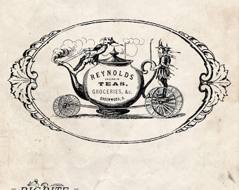 Water Decal Print transfer to furniture, wood or paper – Vintage American Advert of 'Reynolds Teas' #004