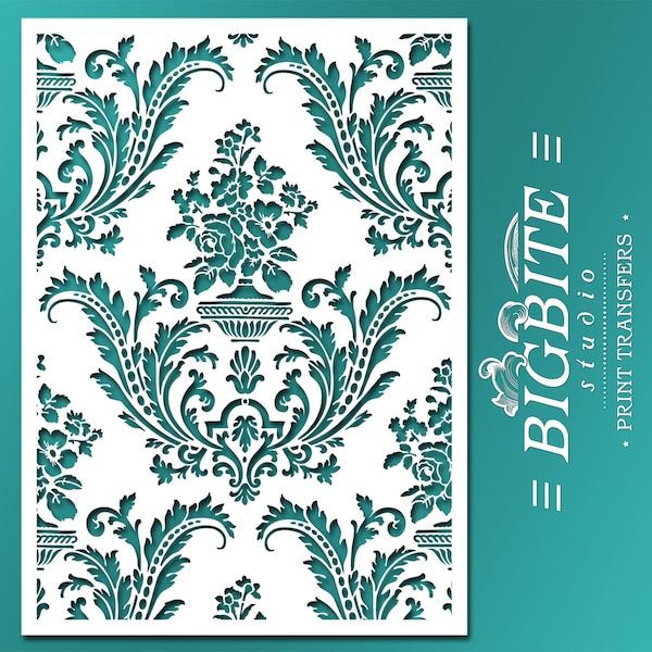 Shabby Chic STENCIL: Damask Wallpaper Pattern 01 #036