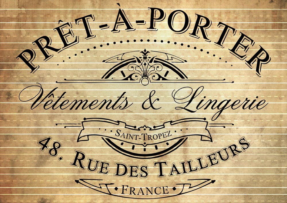 INSTANT DOWNLOAD - Vintage French Pret-a-Porter Advert in Shabby Chic…