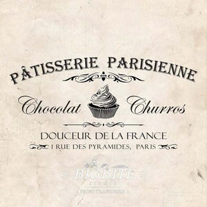 Water Slide Decal French Patisserie Parisienne Advert (Furniture Print Transfer) Typography Image Labels; #077