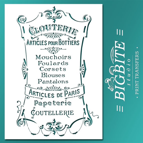 Vintage French Articles Paris Clouterie Advert #022 Shabby Chic Stencil