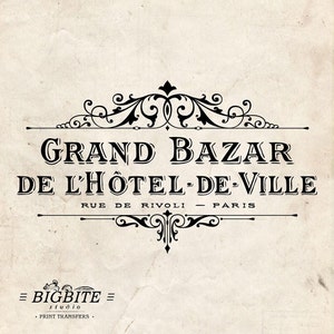 Water Decal Print Transfer - Vintage Hotel de Ville Grand Bazar Advert #062