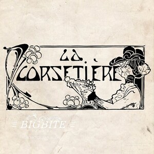 Art Deco Water Decal - Corsetiere, French Corset Maker Advert (Furniture Print Transfer) #075