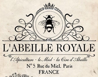 Water Slide Decal Print Transfer to furniture, wood, paper; Vintage French Beekeeper (Queen Bee) #029